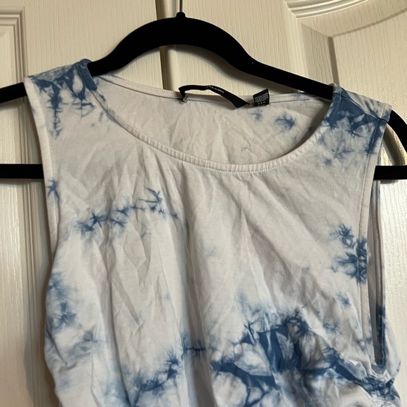 Vero Moda blue and white tie dye tank dress, ruching, size medium - Picture 5 of 8